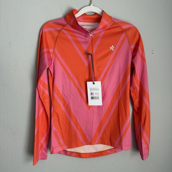 Perfect Moment Long Sleeve Thermal Top Half Zip Pink and Orange Chevron Print XS - Picture 7 of 11
